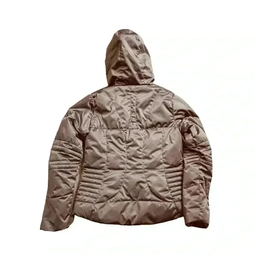 Obermeyer Womens Metallic Brown Hooded Puffer Jacket Size 6 Quilted Winter Coat - Picture 2 of 15